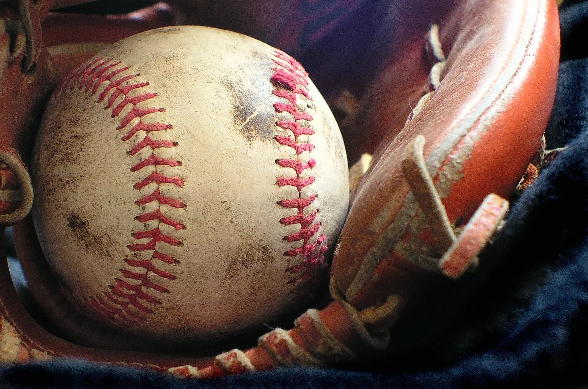 Baseball and baseball glove